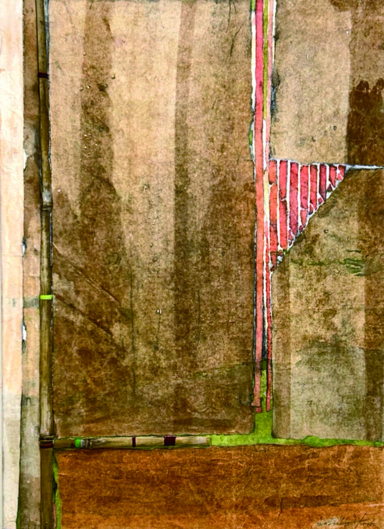 흔적 2024-21 65.1×53cm ㅣ 한지, 대나무, 황토, 염료, 연필, 실 ㅣ 2024